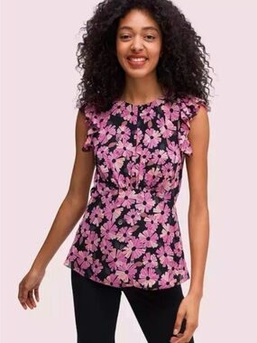kate spade Wallflower Silk Chiffon Flutter Blouse